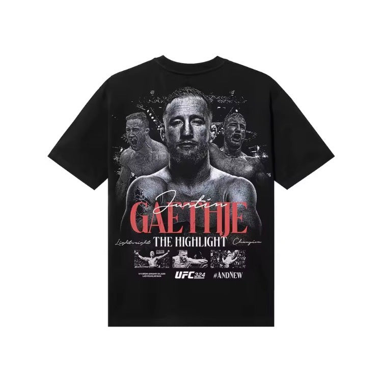 UFC Justin Gaethje 324 Lightweight Champion T-Shirt Black Men's